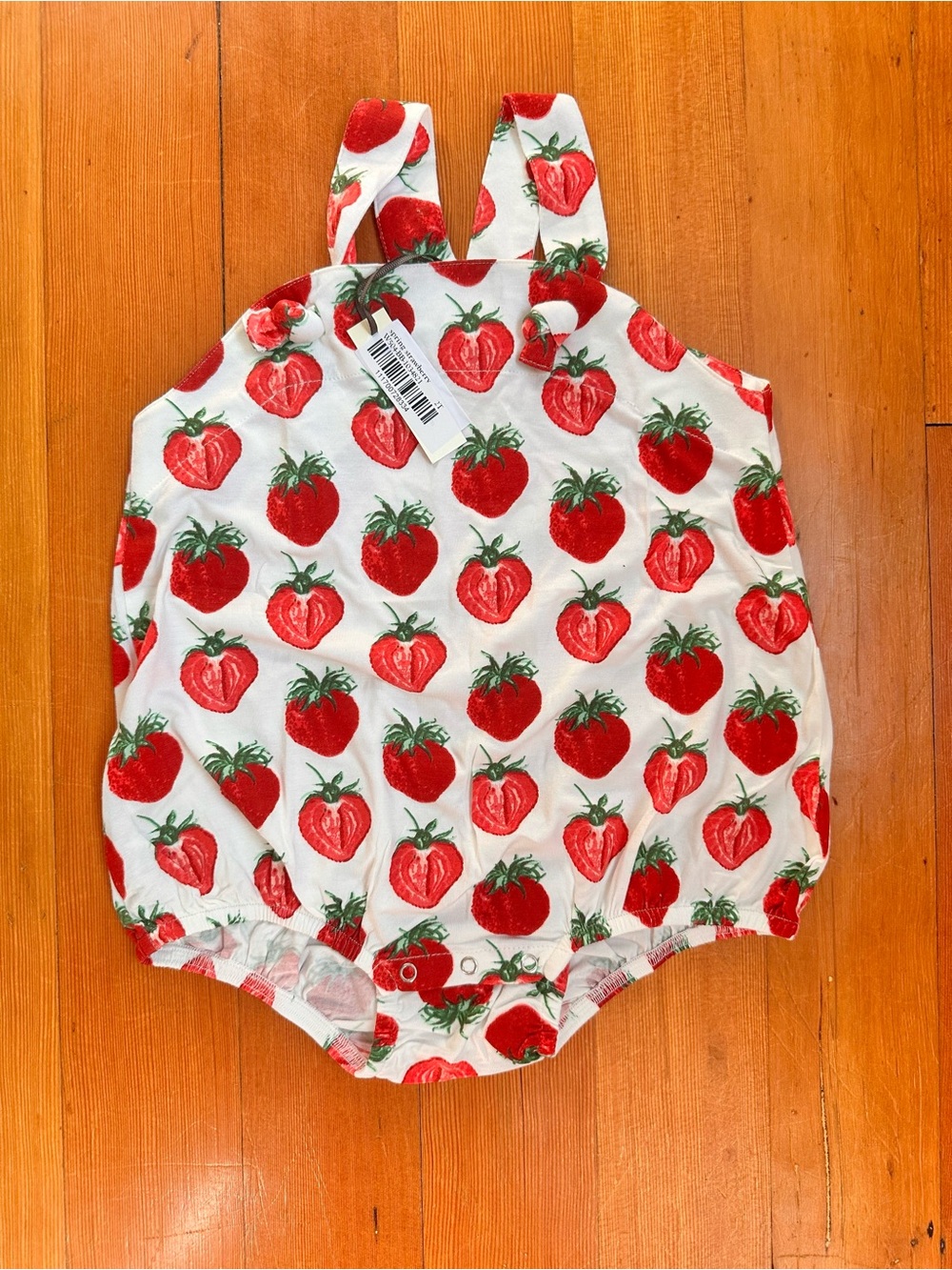 Kate Quinn 2T Strawberry Print Romper - Red & White